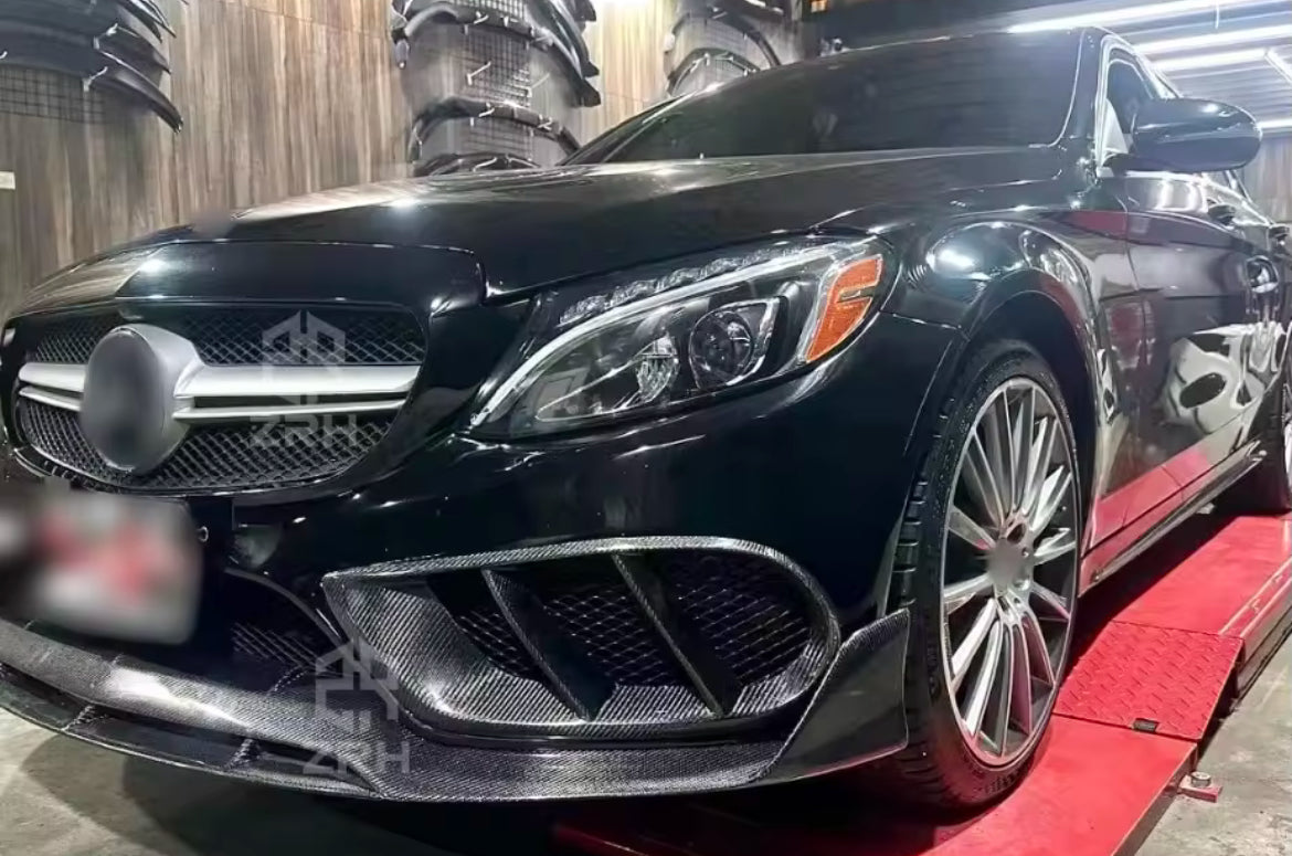 Mercedes W205 C Class Front Fog Light Cover - Orginal Carbon Fiber