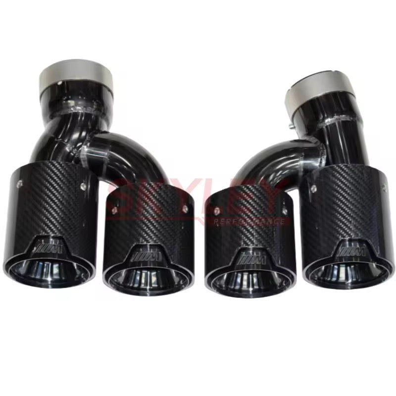 BMW Carbon Fiber Exhaust Tip - Single to dual