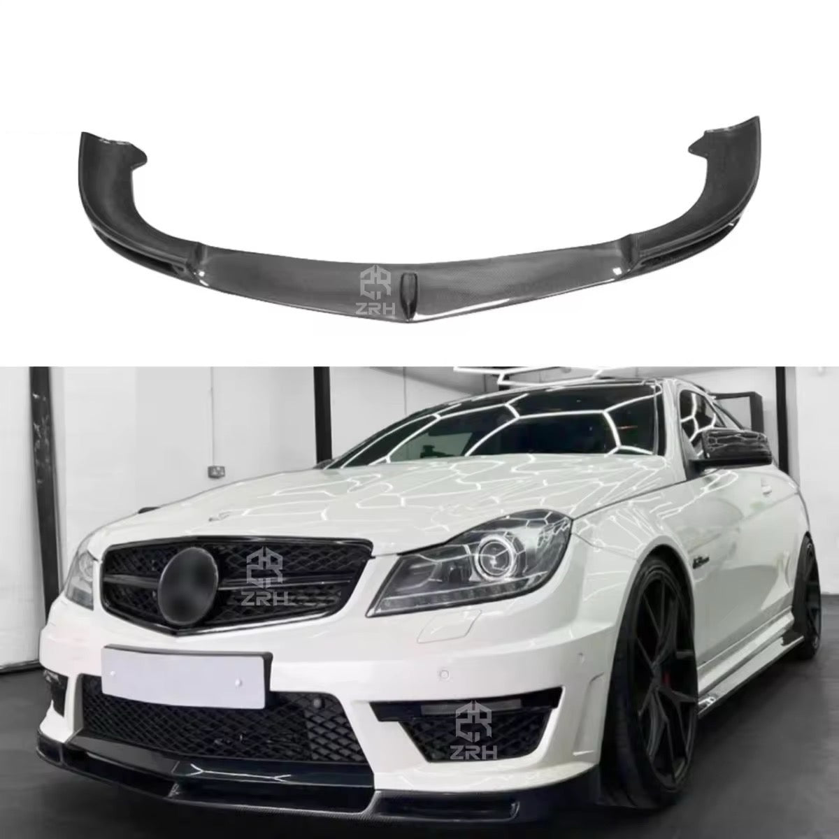 Mercedes W204 C Class 2012-2014 Front Lip V1 - Carbon Fiber