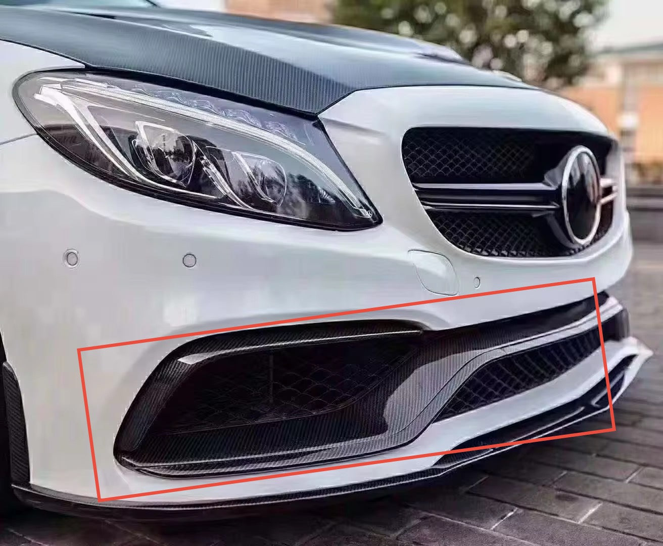 Mercedes W205 C63 Front Bumper Middle Trim - Carbon Fiber