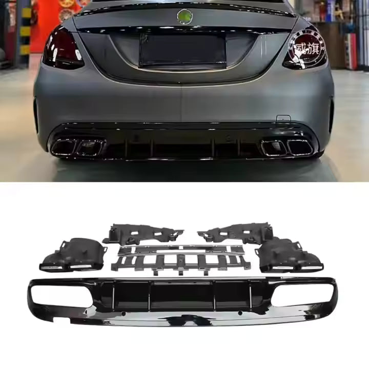 Mercedes W205 Diffuser - Gloss Black