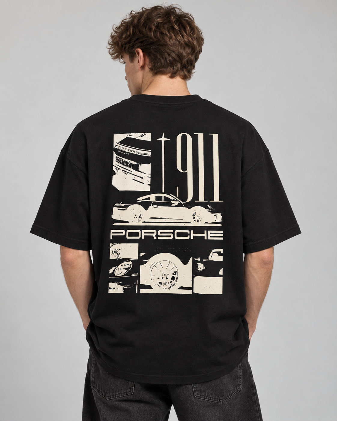 911 Silhouette Oversized T-shirt Black - Unisex