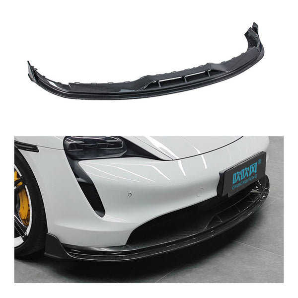 Porsche Taycan Carbon Fiber Front Lip Splitter