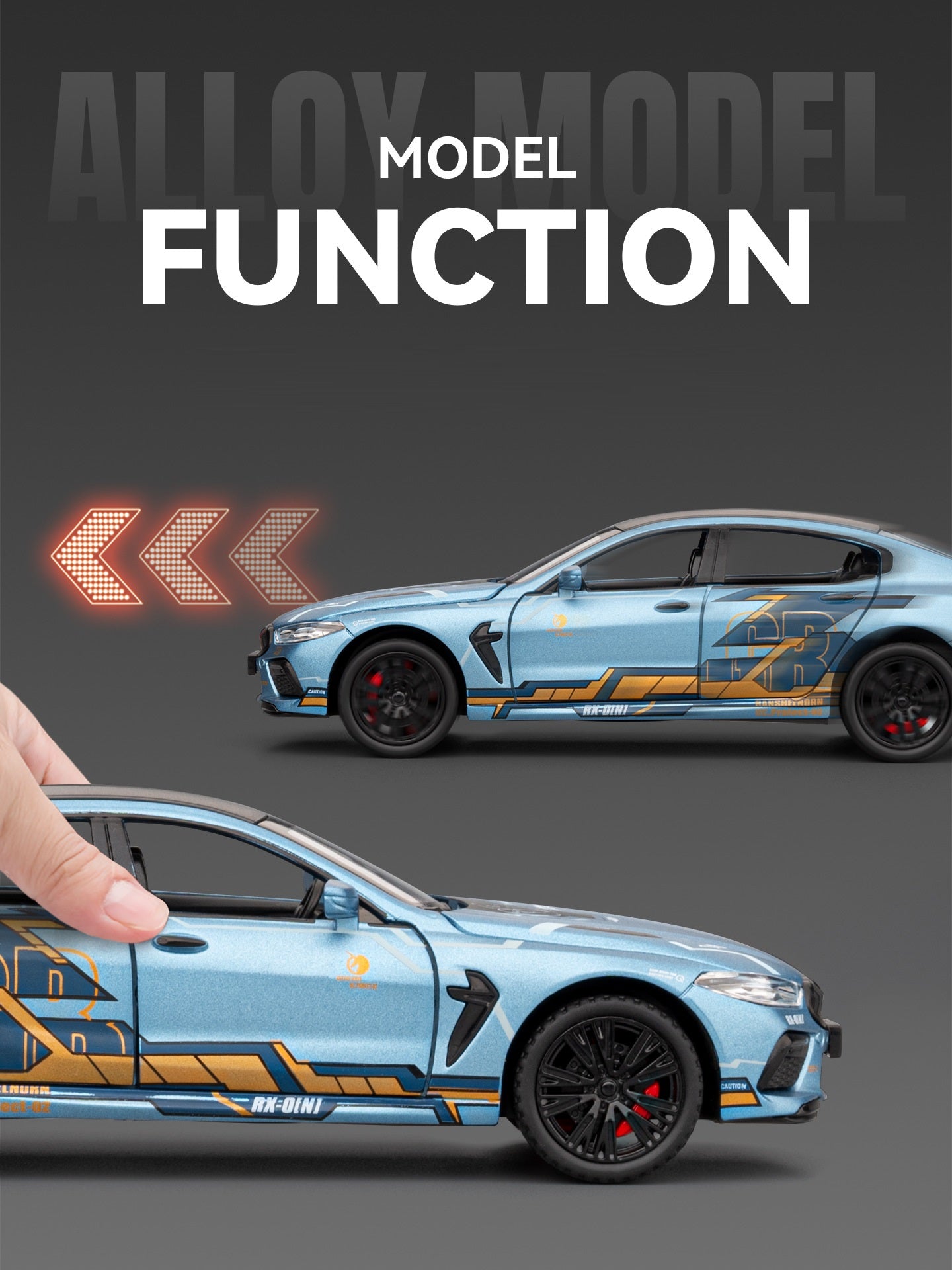 BMW M8 1:32 Alloy Pull-Back Car with Opening Doors