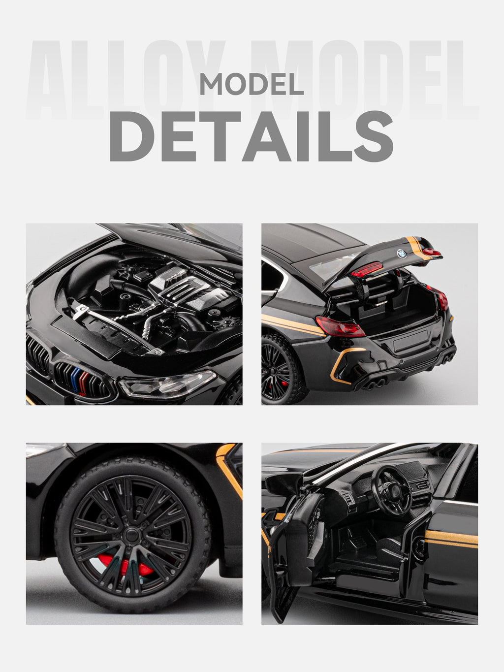 BMW M8 1:32 Alloy Pull-Back Car with Opening Doors