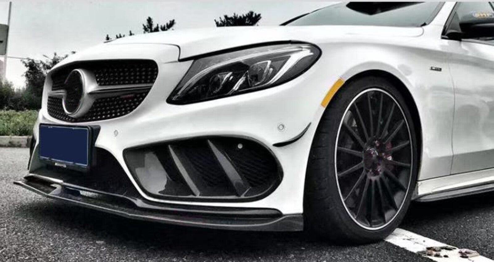 Mercedes W205 C Class Front Fog Light Cover - Orginal Carbon Fiber